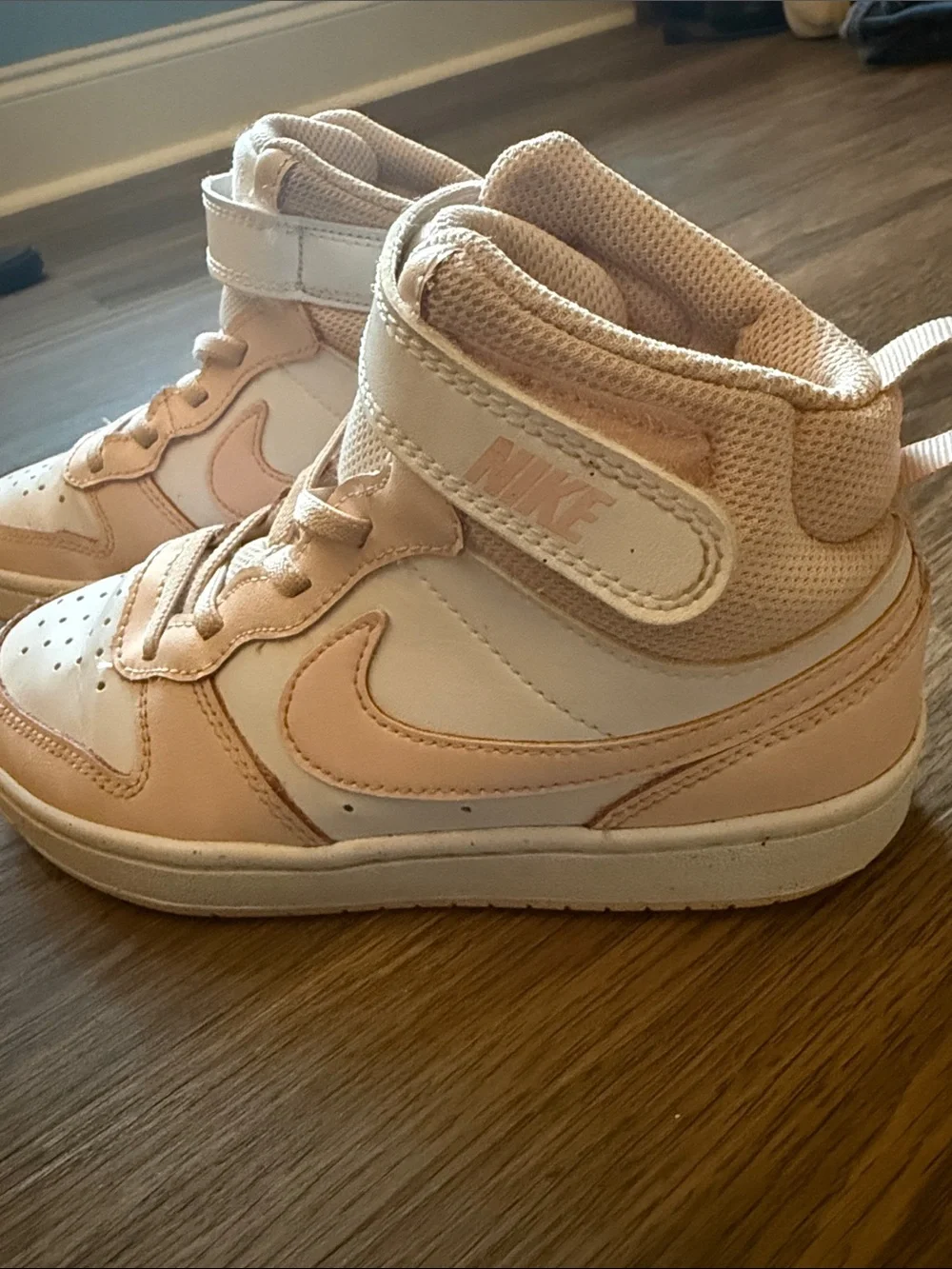 Nike Kids High-Top Sneakers in Light Pink and White